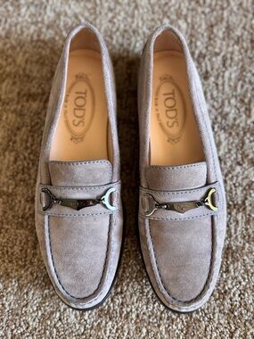 Tod’s Women’s Grey Suede Bit Loafers - Size 7.5 - EUC
